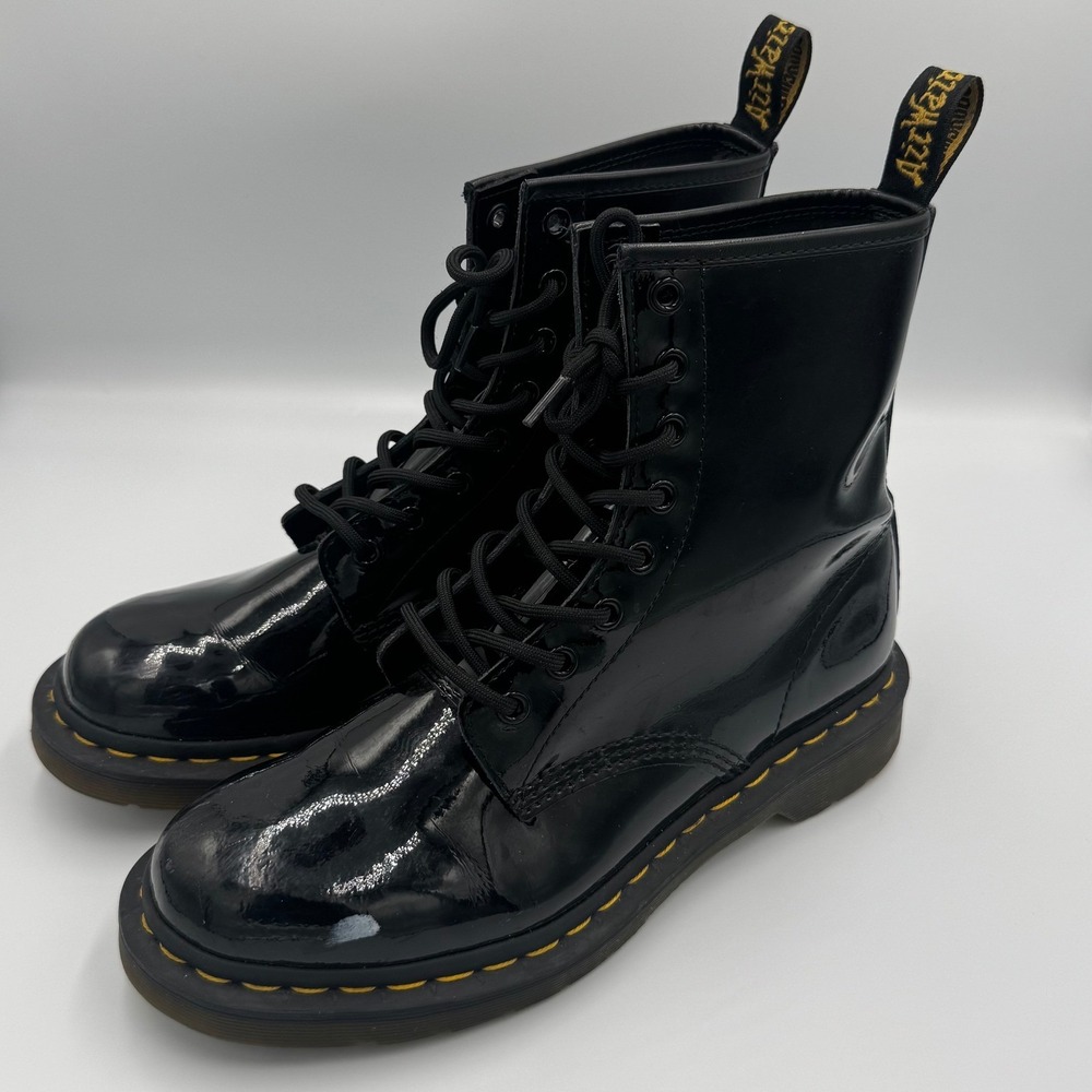 Dr. Martens Black 1460 Patent Lamper Boots Size 9 NO BOX